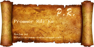 Prommer Réka névjegykártya