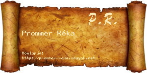 Prommer Réka névjegykártya